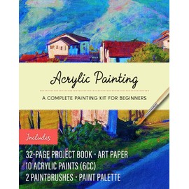 Acrylic Painting Kit: A Complete Painting Kit for Beginners – Includes: 32-page Project Book, Art Paper, 10 Acrylic Paints (6cc), 2 Paintbrushes, Paint Palette