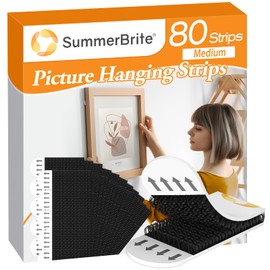 Summerbrite Picture Hanging Strips Heavy Duty, Damage Free Hanging Picture Hangers, Picture Hanging Kit, Hanging Hooks Without Nails, Adhesive Tape Wall Strips for Christmas 40-Pairs(80 Strips)