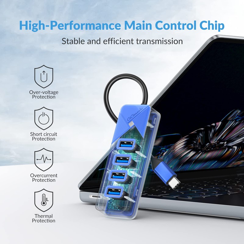 GiGimundo Hub USB 3.0 de 4 puertos GGM-PG4U-C3-015-BL-US