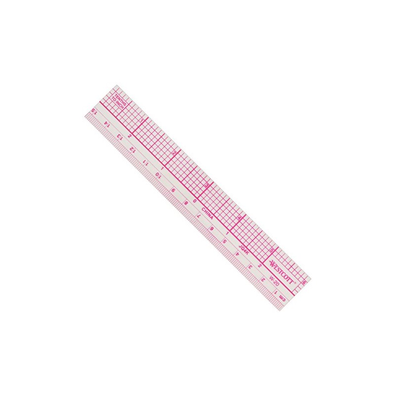 Westcott Transparent 10ths Graph Ruler, Dual Scales, Zero-Centering, Back-to-School, School