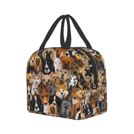 Hulnulnu Dogs Lunch Bag, Funny Dogs Insulated Tote Reusable Washable Thermal Cooler Picnic Food Carrier Travel Work School for Women Men Kids