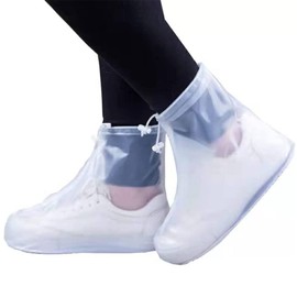 Waterproof Shoes Cover, Rain Boot Shoe Covers, Reusable Women Men PVC Rubber Sole Overshoes Galoshes Protectors for Cycling Camping Travel (XXXL, White)