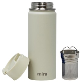 MIRA Stainless Steel Insulated Tea Infuser Bottle for Loose Tea - Thermos Travel Mug with Removable Tea Infuser Strainer-18 oz, Sand