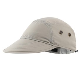 Decentron Men's Visor Sun Hat with Neck Flap Baseball Cap for Fishing Safari Hiking Hats Outdoor Summer Hat Women Light Grey