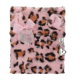 Depesche 13357 TOPModel Cosy Cat Diary with Lock, Journal with Leo Fur in Pink-Brown, 96 Lined and Illustrated Pages for Entries, Multi-Coloured