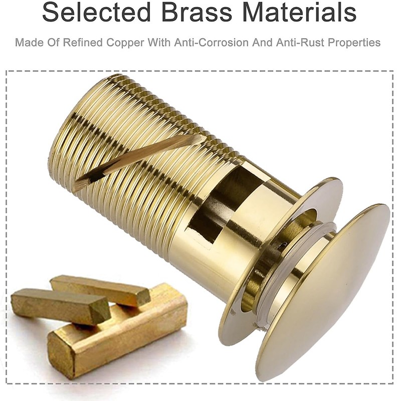 RANDOM Brushed Gold Sink Drain with Overflow Bathroom Pop Up