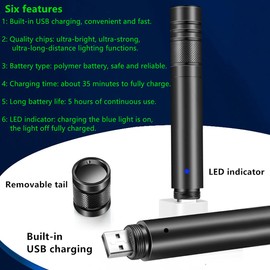 Dinsom 710 USB Light Built-in Charging Ultra Bright Strong Long Distance Green Beam with Multifunction Star-Light for Outdoor Sporting Indoor Meeting Teaching Festival Gaming and Entertainment