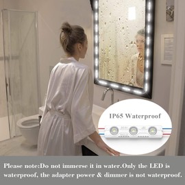 Kintion LED Vanity Mirror Lights with RF Remote, Dimmable Hollywood Style 13ft(4m), Bathroom Waterproof, for Full Body Mirror, Makeup Mirror, Vanity Mirror, Bathroom Mirror(Mirror Not Include)