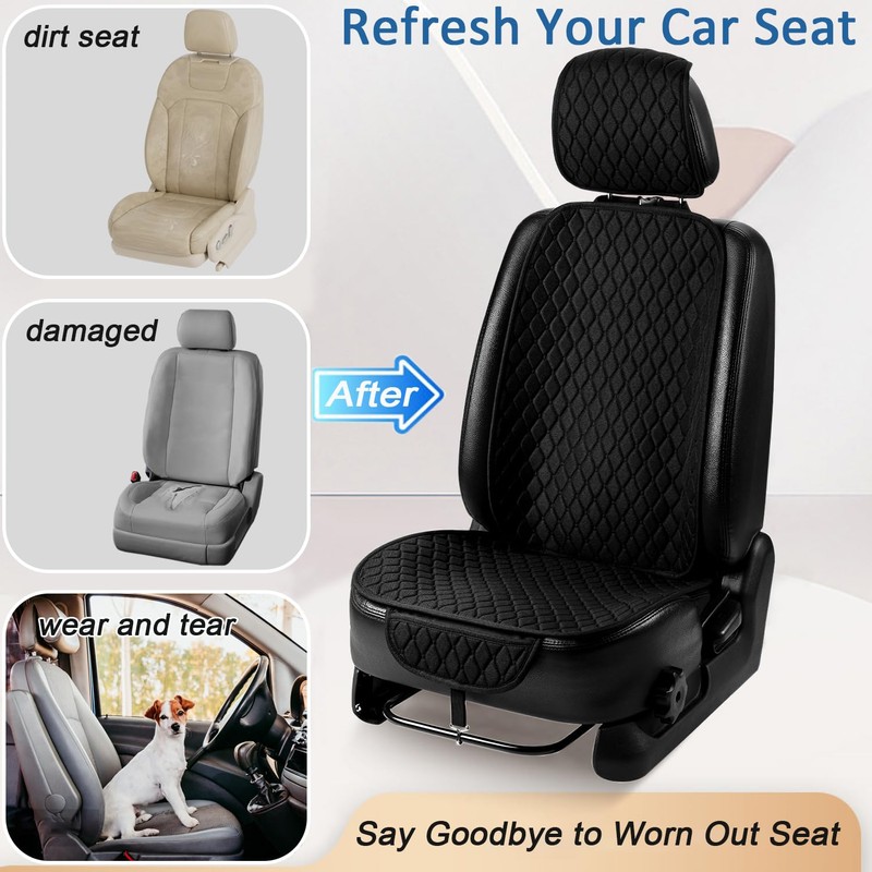 DECKALY 1 Pack Linen Car Seat Cover Front Seat Covers