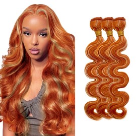28 30 32 Inch Ginger Body Wave Bundles Honey Blonde Bundles Mixed Length 3 Bundles Peruvian Virgin Double Weft P27/350 Highlight Body Wave Hair Extensions