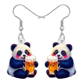 LONYOO Acrylic Funky Beer Themed Earrings Gnome Panda Weird Jewelry Gnomes Quirky Beer Lovers Gifts for Drinkers Women Oktoberfest Accessories (Panda)