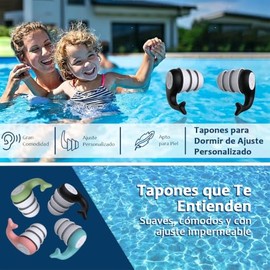 Tapones para Oídos de Natación Impermeable 4 Pares, Cómodo Portátil, Tapones Silicona Reutilizable con Caja, Protectores Auditivos Reducción de Ruido 