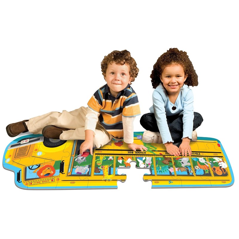 Bendon School Bus Shaped Jumbo Jigsaw Floor Puzzle (24 pcs,