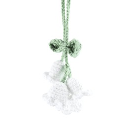 Mirror Hanging Car Accessories Cute Little Lily of The Valley, Hand Knitted Crochet Flower Decor for Mirror, Rear View Mirrors,Key Chains (White)