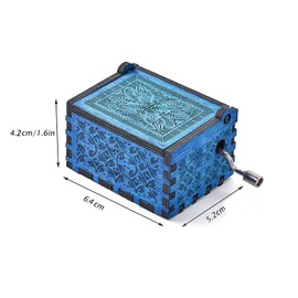 Bogoro Qazuwa Vintage Music Box, Wooden Music Box, Hand Crank Vintage Music Boxes, Baby Music Box, for Children, Friends, Valentine's Day, Christmas, Festival Gift (Blue) 6.4 x 5.2 x 4.2 cm