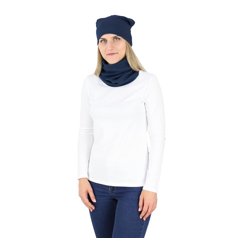 Alkato Unisex Beanie Hat and Scarf Set Plain, Ribbed fabric