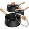MICHELANGELO Saucepan Set, Nonstick Sauce Pans with Granite Coatings, Stone