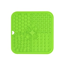 Licking Mat for Dogs and Cats, Super Suction Cups for Bathing, Exercising and Reducing Anxiety (Green, Square)