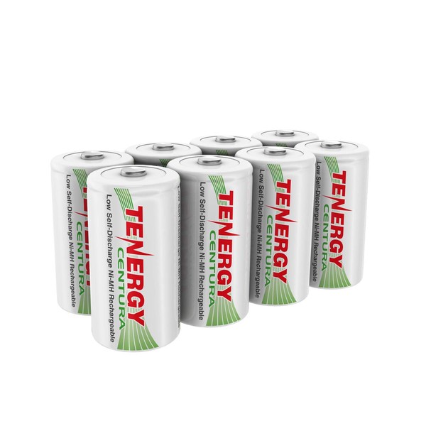 Tenergy Centura NiMH Rechargeable C Batteries, 4000mAh C Battery, Low Self Discharge C Cell Battery, Pre-Charged C Size Battery, 8 Pack