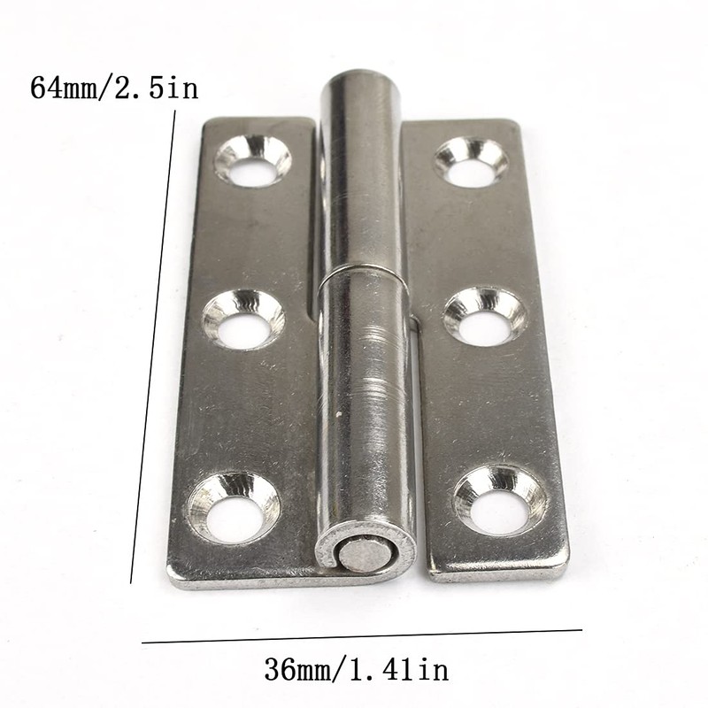 4Pcs 2.5" Detachable Door Hinge,Stainless Flag Hinge, Rising Butt Left