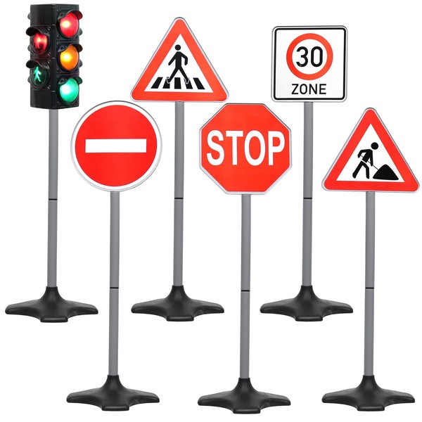 Kiddie Play Traffic Light Toys for Kids with 5 Street Signs