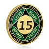 15 Year NA Sobriety Coin, Green NA Medallions Sobriety Chips