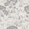 MuralPeel Cream Grey Animal Forest Grizzly Deer Tree Modern Peel