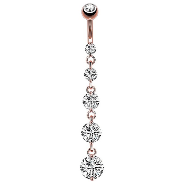 Round Belly Button Rings 14G Surgical Stainless Steel Long Dangle