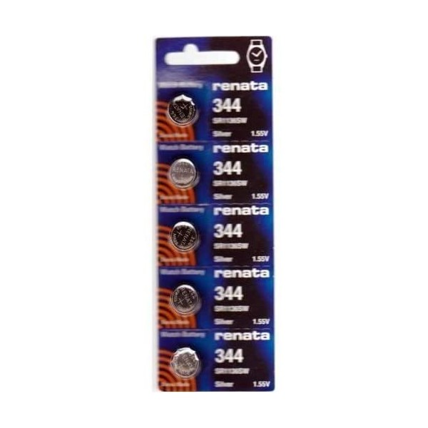 Renata 344 Button Cell watch battery, 5 Pack by Renata