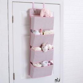 Delta Children 4 Pocket Over The Door Hanging Organizer - 2 Pack, Easy Storage/Organization Solution - Versatile and Accessible in Any Room in the House, Pink