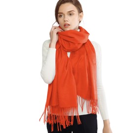 RIIQIICHY Pashmina Shawl for Women Weddings Wraps for Evening Dresses Burnt Orange Scarfs for Winter Warm Large Scarves