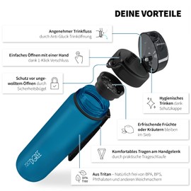 720°Dgree uberBottle Children's Water Bottle, softTouch with Sieve, Leak-Proof, BPA-Free Bottle for School, Sports, Fitness, Tritan Water Bottle, Slim, Lightweight, Shockproof, Reusable – 500 ml