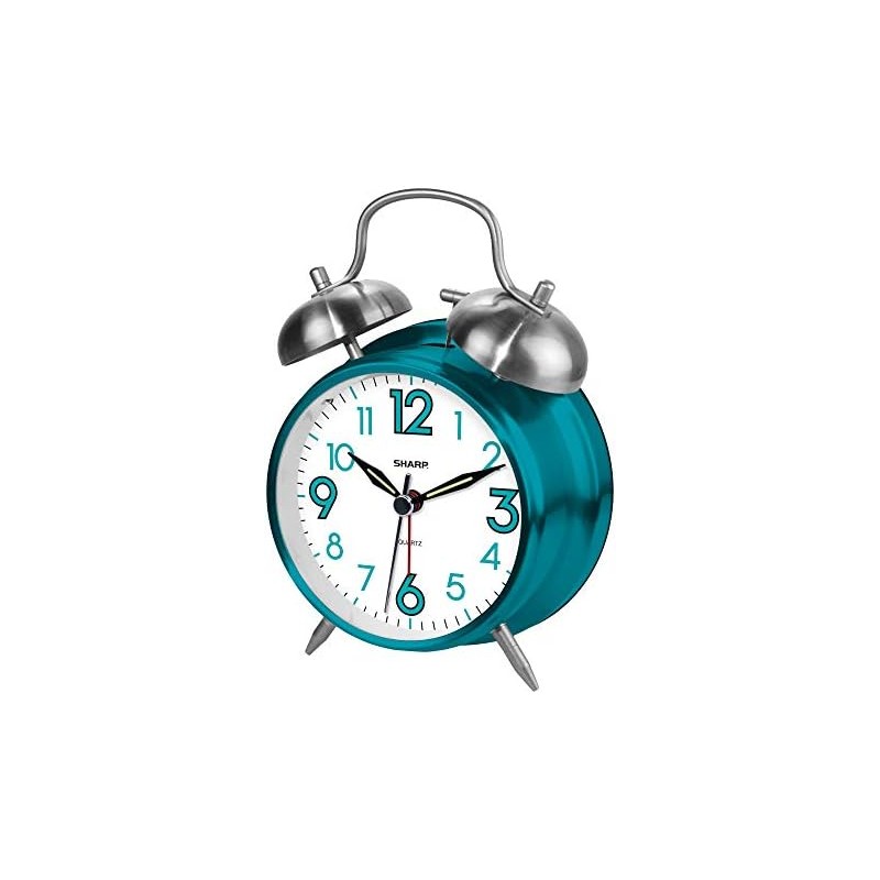 SHARP SPC851 Twin Bell Alarm Clock, Teal
