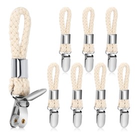 Pavlleen Pack of 8 towel clips, hanger for towels, tea towel holder, hooks for towels, towel clips with loops, towel hanger without sewing, beige hooks