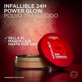 L'Oréal Paris Infallible 24h Power Glow polvo traslúcido con acabado glowy, duración hasta por 24h, tono Medium