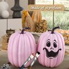 Artmag 8 Inch Large Artificial Pumpkins, 2PCS Big Pink Pumpkins