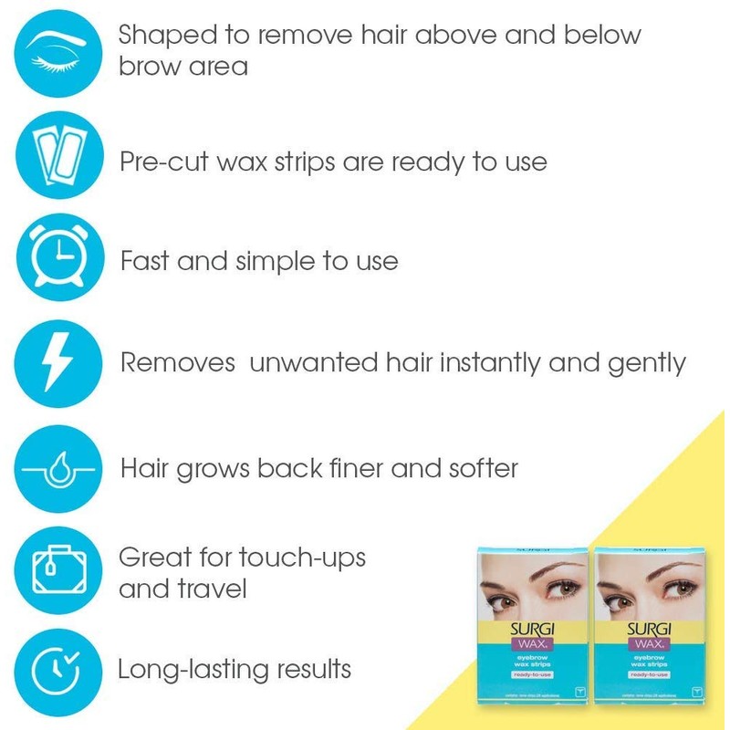 Surgiwax Eyebrow Wax Strips - Facial Wax Strips for Women