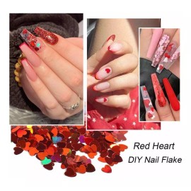 SeBeauty Calcomanías De Arte De Uñas Rojas Con Purpurina, Diseño 3d D