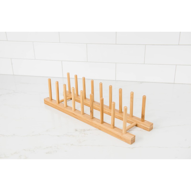 Lipper International 887 Bamboo Wood Plate Rack and Pot Lid