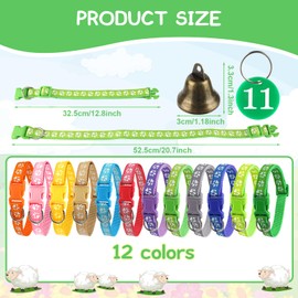 12Pack Goat Collars with Bell and Number Tag Adjustable Nylon Paw Pattern Sheep Collar Set