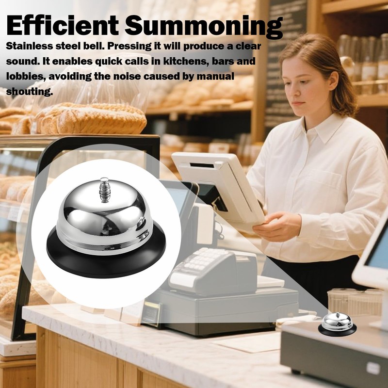 2 x Reception Bell, Stainless Steel Table Bell, Reception Bell,