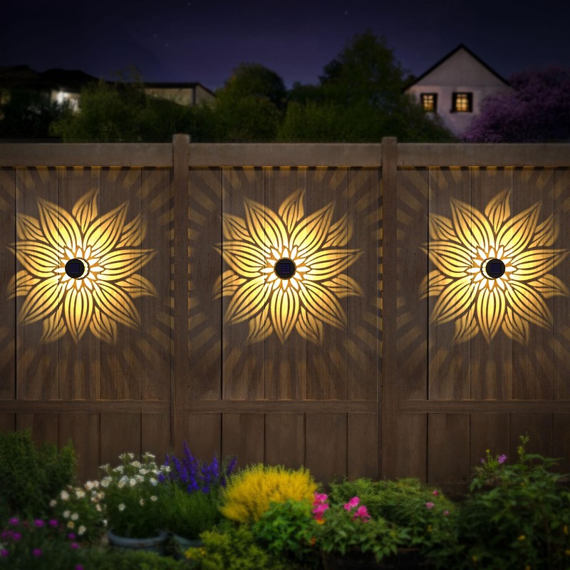 Hapjoy Solar Fence Lights 2 Pack Outdoor Deck Step Wall
