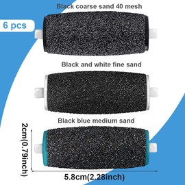 NOPKESV 6 Stück Ersatzrollen Kompatibel, 3 Arten von Rauheit, Nachfüllungen für Elektrische Fußfeile, Rollen für Pediküre, Hornhautentferner