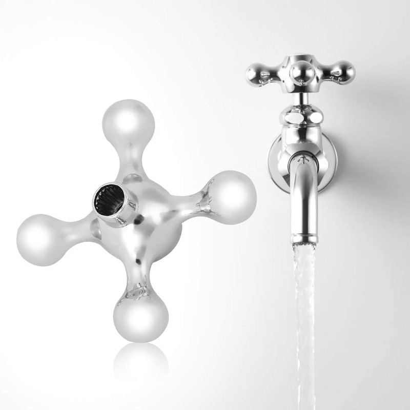 Tap Head Replacement,Cross Head Chrome Plated Tap Conversion Faucet Knob
