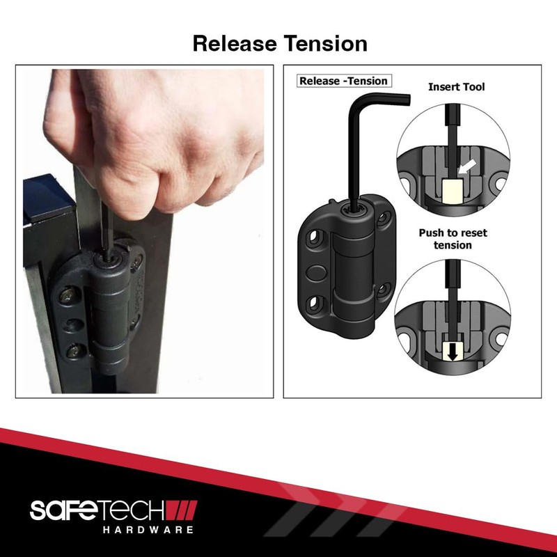Safetech Hardware TopKlik Self Closing Gate Hinges | Self-Aligning Heavy