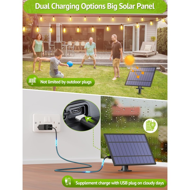 Larkvue 48FT Solar Outdoor String Lights with Remote & Timer,