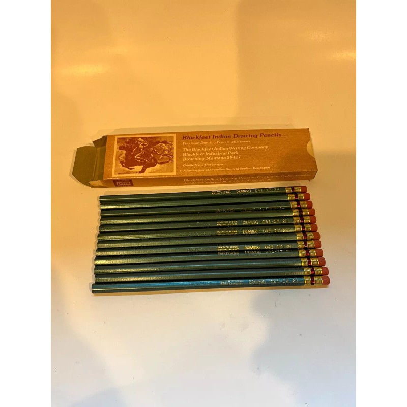Blackfeet Indian Drawing Pencils 041-17 2H Box Of (12) Vintage