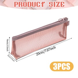 Piriuuo 3 Pcs Mesh Makeup Bag, Nylon Mesh Pencil Pouch Portable Mesh Makeup Brush Pouch Mesh Bags with Zipper Mesh Cosmetic Bags Mesh Zipper Pouch for Travel Office Home Accessories