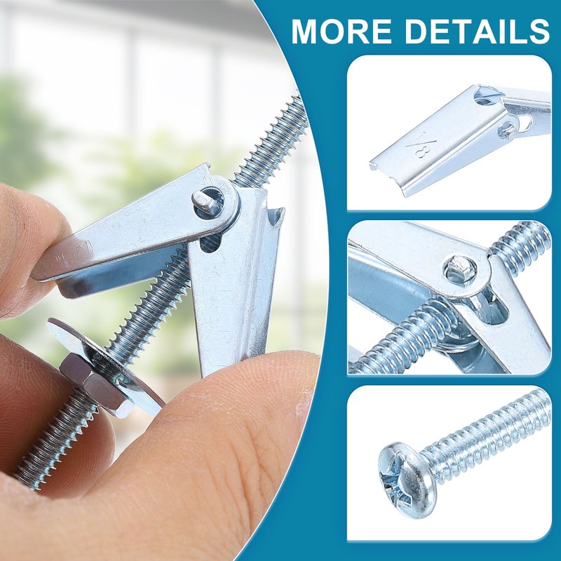 sourcing map Toggle Bolt Wing Nut Assortment Kit, 100 Sets