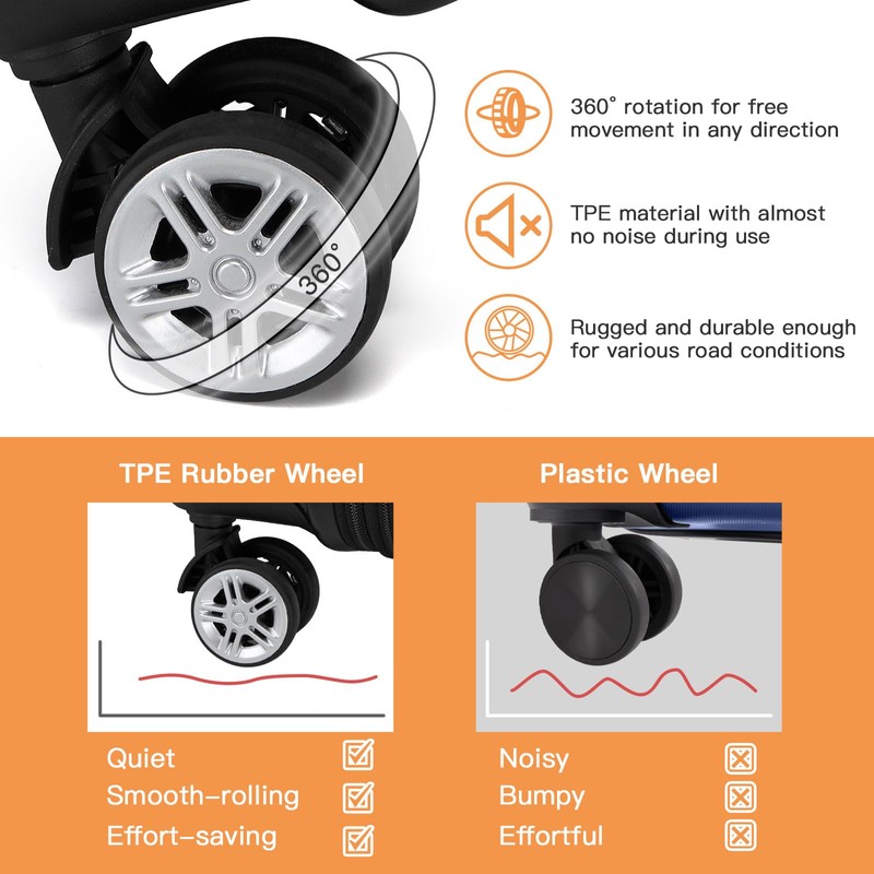 Kono 28" Expandable Luggage with Quiet Spinner Wheels & TSA